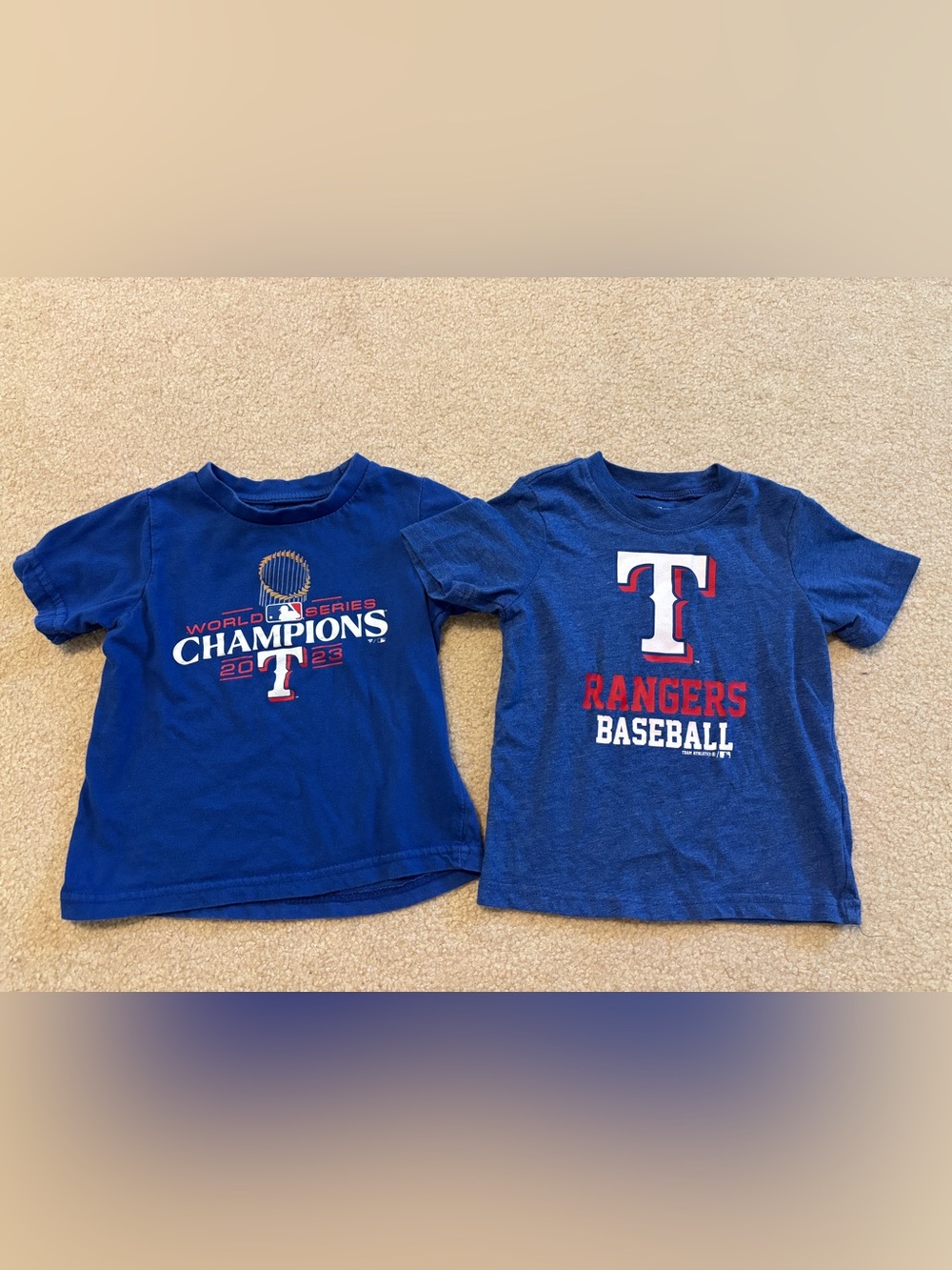 2 Texas Rangers Toddler Champions & Baseball T Shirts Size 2T/3T